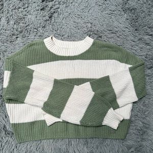 Hollister Loose Striped Cropped Sweater